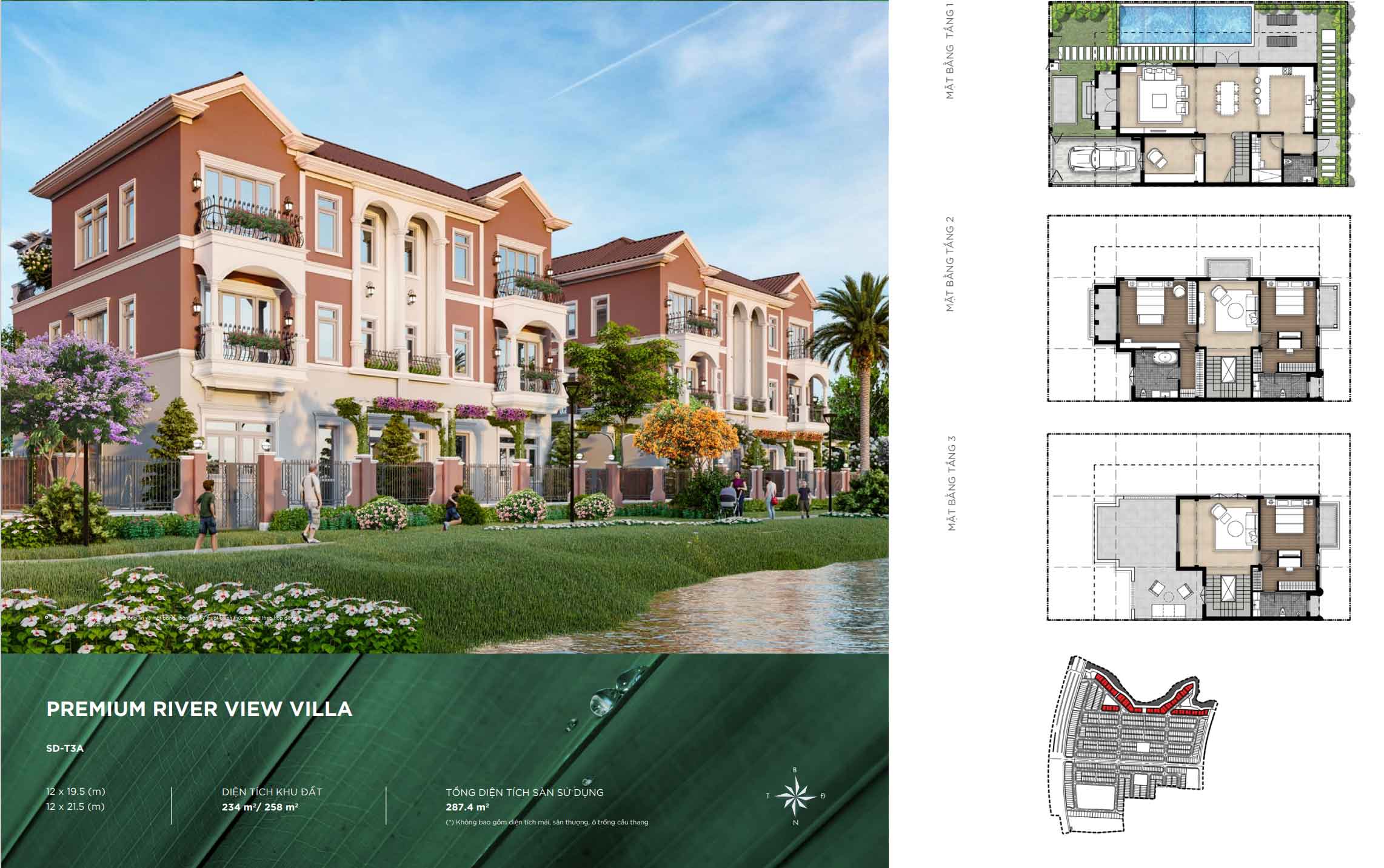 Aqua City - Mặt bằng Premium River View Villa