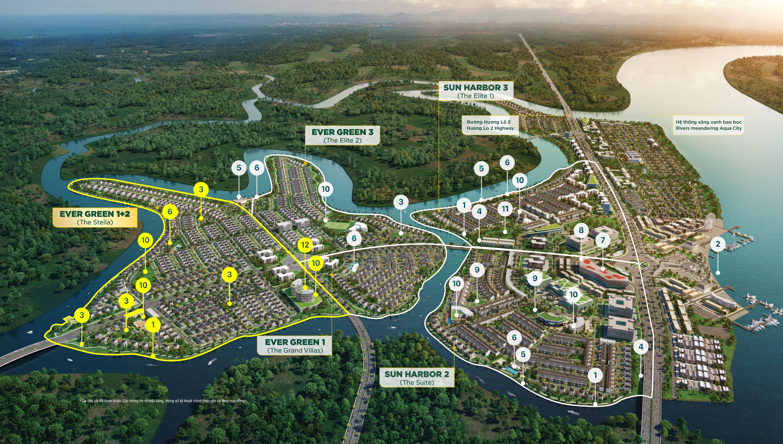 Aqua City - Sơ đồ các tiện ích nội khu The Stella